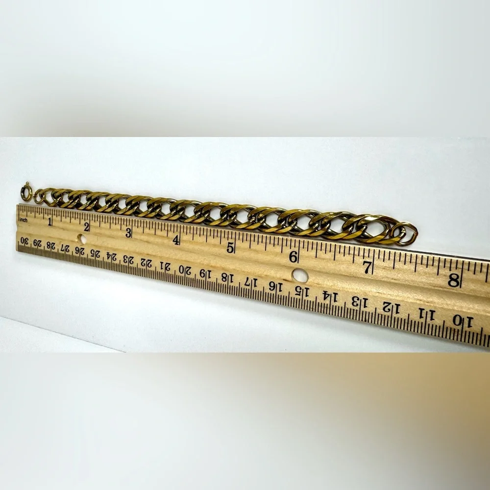 Vintage Chunky Gold-tone Curb Chain Bracelet 7.5” #1507